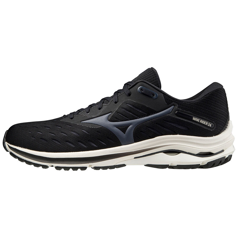 Tenis Para Correr Mizuno Wave Rider 24 Para Hombre Negros/Azul Marino/Blancos 5921067-RX